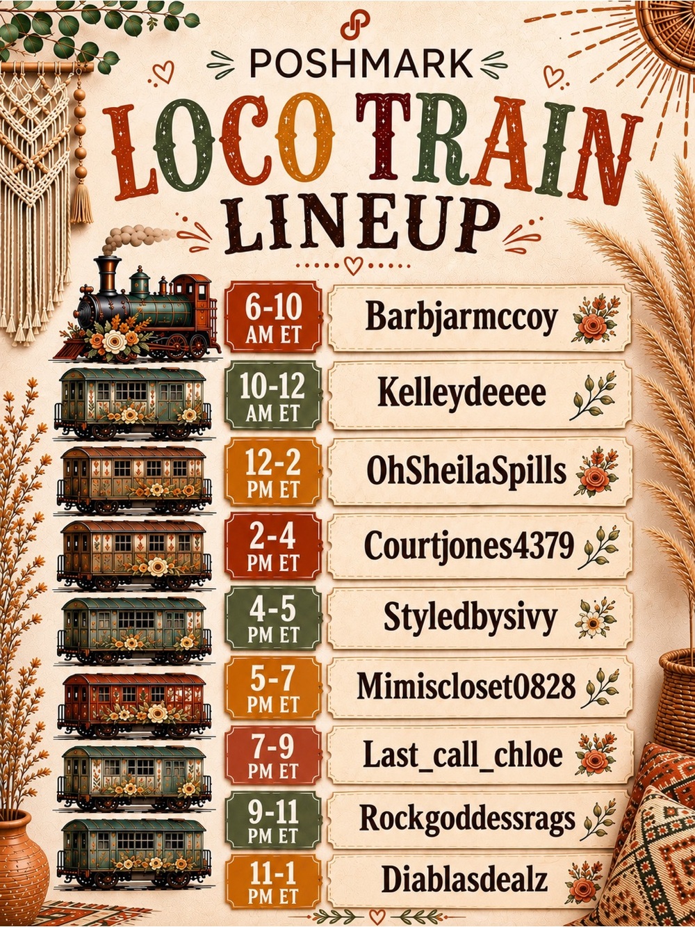 Boho Chic Loco Train 10/8 - Picture 2 of 2